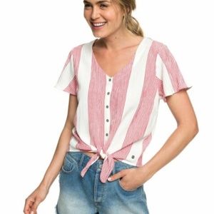 Roxy Come And Love Short Sleeve Tie-Front Shirt